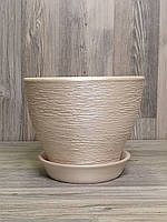 Горщик/вазон 1,6 л. для квітів срібний, з піддоном, кімнатних (домашніх) рослин