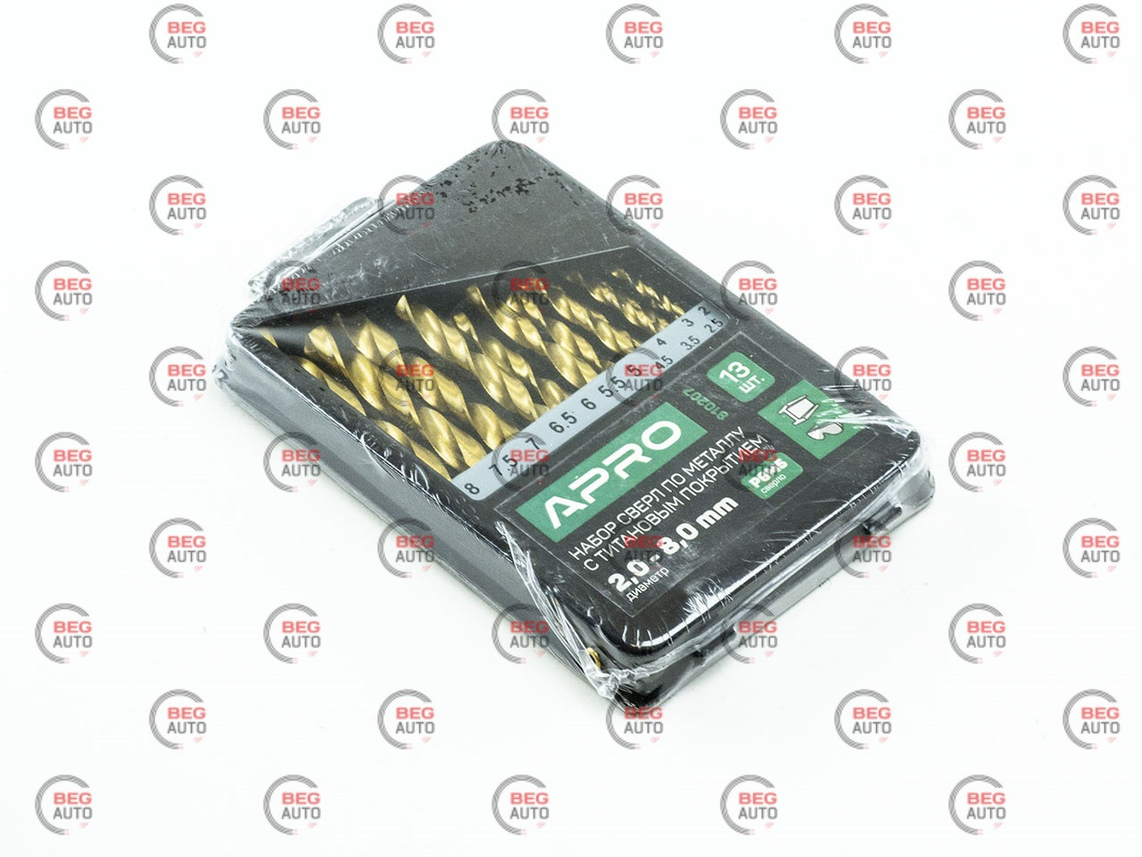 Набір свердл по металу Р6М5 титан 13шт (2,0-8,0 мм) (APRO)