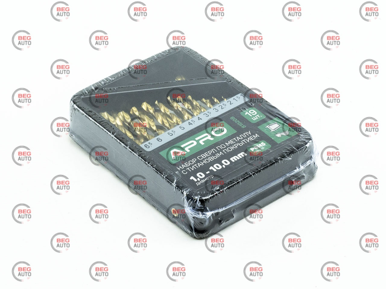 Набір свердел по металу Р6М5 титан 19шт (1,0-10,0 мм) (APRO)