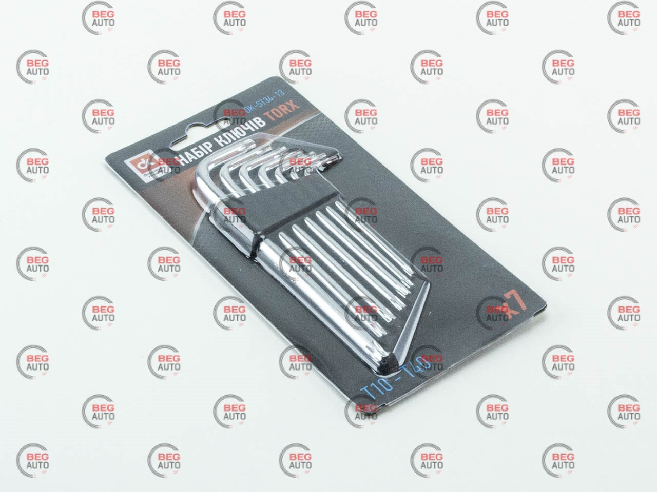 Набір ключів шестипроменевих Г-образ. TORX Т10-Т40, 7 шт короткі з отвором (DK)