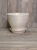 Горщик/вазон 1,5 л. для квітів Білий з золотом,, з піддоном, кімнатних (домашніх) рослин