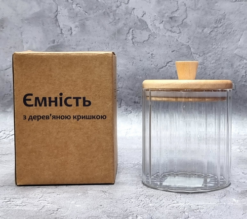 Банка для сип. продуктів скло 540л з дерев. кришкою №32255/S&T/(24)(36), фото 1