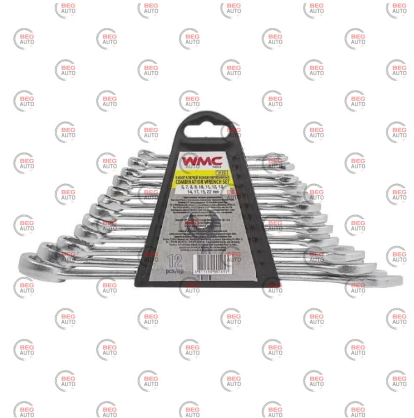 Набір ключів ріжково-накидних 6-22 мм 12 шт (планшет) crv (WMC TOOLS)