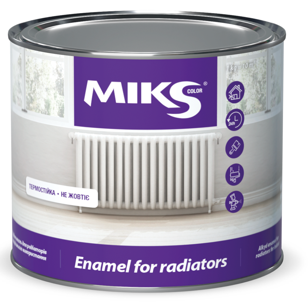 Емаль для радіаторів MIKS алкідна біла, 0,9кг