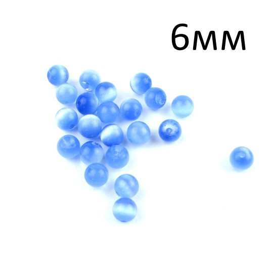 Намистини Котяче око 6мм Синій 1шт NKK001-5, фото 1