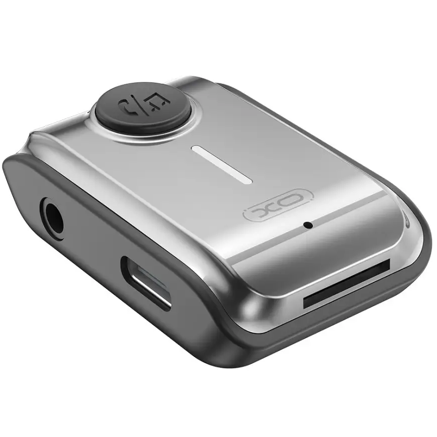 Аудіо адаптер Bluetooth ресивер в машину XO BCC15 |BT5.3/AUX, 120mAh| Сірий 47965
