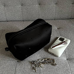 Косметичка з неопрену та стразами 24*13*13 см (чорний)