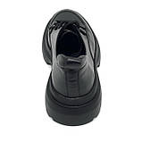 Жіночі шкіряні туфлі чорного кольору на шнурівці та товстій підошві Олтея 13522/1 кожа чорн розмір 36, фото 6