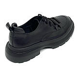 Жіночі шкіряні туфлі чорного кольору на шнурівці та товстій підошві Олтея 13522/1 кожа чорн розмір 36, фото 7