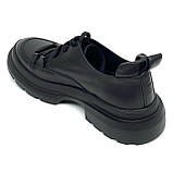 Жіночі шкіряні туфлі чорного кольору на шнурівці та товстій підошві Олтея 13522/1 кожа чорн розмір 36, фото 5