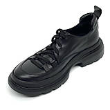 Жіночі шкіряні туфлі чорного кольору на шнурівці та товстій підошві Олтея 13522/1 кожа чорн розмір 36, фото 8