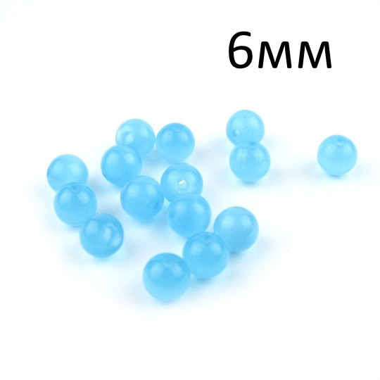 Намистини Котяче око 6мм Голубий 1шт NKK001-1, фото 1