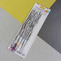 Свічки для торта "хвилясті" 12 шт. срібло