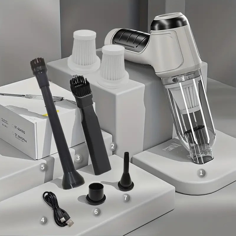 Потужний бездротовий пилосос зі сильним всмоктуванням, легко очищує робочий стіл, клавіатуру, шухляду, салон автомобіля та інші, фото 1