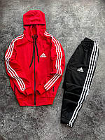 Чоловічий червоний спортивний костюм Adidas з лампасами осінь весна, Костюм Адідас червоний на блискавці Кофта та Штани