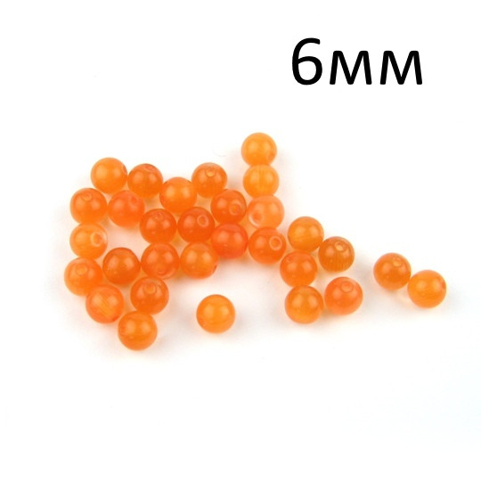 Намистини Котяче око 6мм Оранжевий 1шт NKK001-7, фото 1