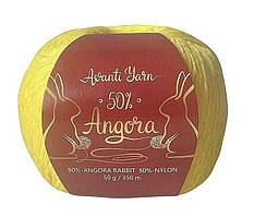 Avanti Yarn ANGORA 50 (Аванті Ярн Ангора 50) № F39 жовтий (Пряжа ангора, нитки для в'язання)