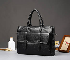 Місткий чоловічий портфель із якісної та щільної ПУ шкіри