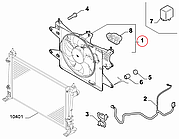Дифузор з одним вентилятором + АС 1.4i, 1.6i Doblo 2005-2016, Виробник: MGA, OE: 51768022, 51774951