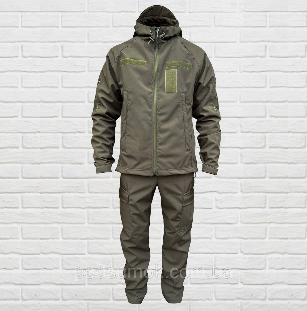 Костюм тактичний SoftShell утеплений флісом Штани та куртка Хакі 46