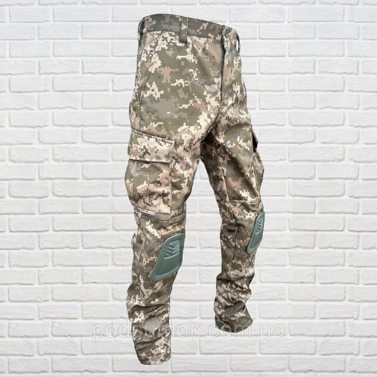 Тактичні штани демісезонні SoftShell із наколінниками Піксель ММ14 48