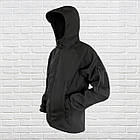 Тактична куртка Softshell водовідштовхувальна з капюшоном Чорна 48, фото 2