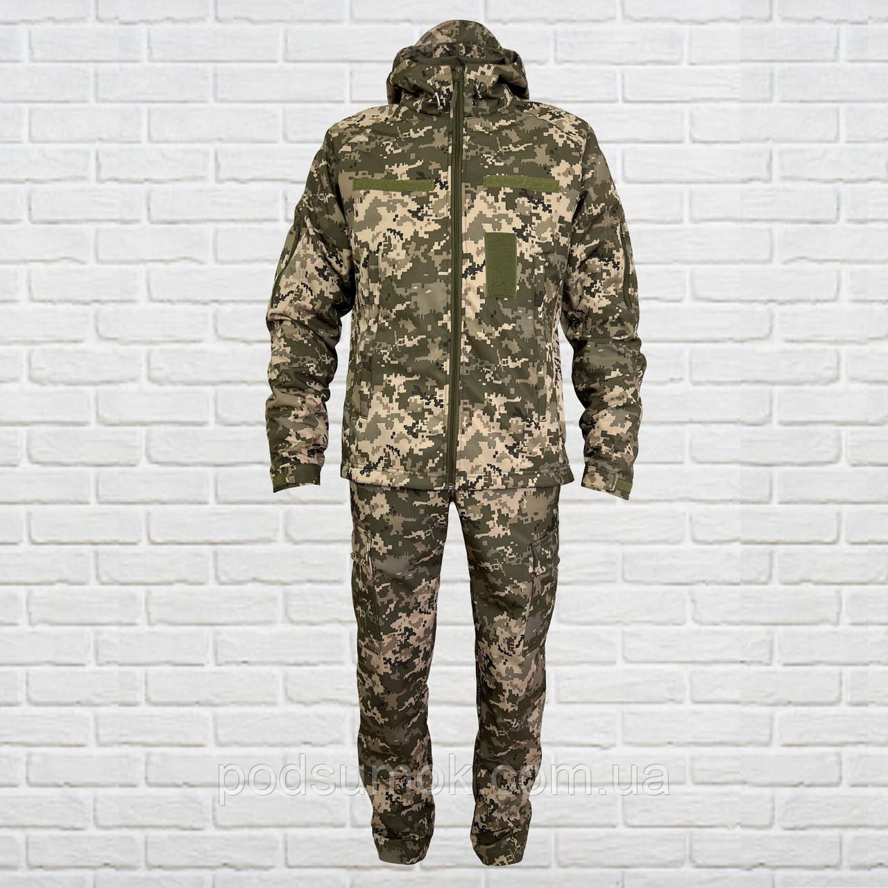 Костюм тактичний SoftShell утеплений флісом Штани та куртка Піксель 46