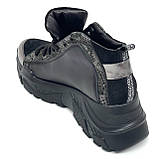 Черевики чорні зі зміїним принтом жіночі шкіряні демісезон зі шнурівкою Blondi 600/1 розмір 37, фото 5