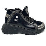 Черевики чорні зі зміїним принтом жіночі шкіряні демісезон зі шнурівкою Blondi 600/1 розмір 37, фото 4