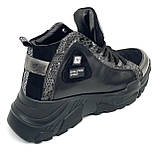 Черевики чорні зі зміїним принтом жіночі шкіряні демісезон зі шнурівкою Blondi 600/1 розмір 37, фото 7