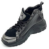 Черевики чорні зі зміїним принтом жіночі шкіряні демісезон зі шнурівкою Blondi 600/1 розмір 37, фото 8