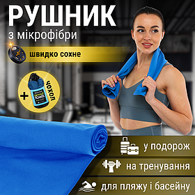 Банний рушник мікрофібра, Швидкосохнучий рушник для лазні та сауни 80 x 40 см Блакитний (CPT002)