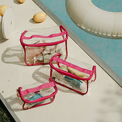 Набір з трьох косметичок-валізок "ГЕДОНІСТКА" (рожевий)