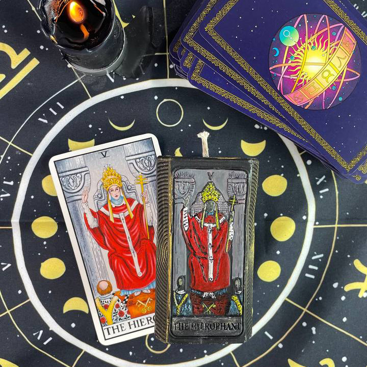 Чорна воскова свічка карта Таро - Ієрофант, фото 1