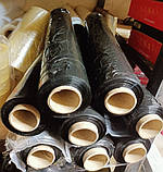 Стрейч чорного кольору 20мкм*500мм 2,2кг (2,0кг нетто) Стретч плівка пакувальна технічна ручна первинна сировина, фото 4