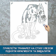 Трафарет для фарбування, Дог, одноразовий із самоклеючої плівки 110 х 95 см, фото 3