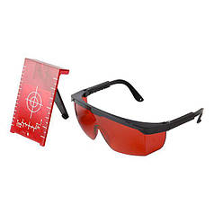 Мішень + окуляри для лазерного рівня, для червоного лазера INTERTOOL MT-3066 ptor