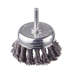 Щітка чашкова 75 мм для дриля, 1/4" (пучки крученого дроту) INTERTOOL BT-3075 ptor