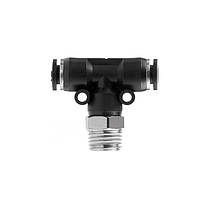 З'єднання цангове Т-подібне для поліуретанових та ін. шлангів 6*6 мм, 1/4“ зовн. різьба INTERTOOL PT-2351 ptor, фото 3