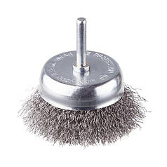 Щітка чашкова 75 мм для дриля, 1/4" (кручений дріт) INTERTOOL BT-9075 ptor