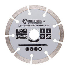 Диск відрізний сегментний алмазний, 115мм, 16-18% INTERTOOL CT-1001 ptor
