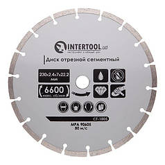 Диск відрізний сегментний алмазний, 230мм, 16-18% INTERTOOL CT-1005 ptor