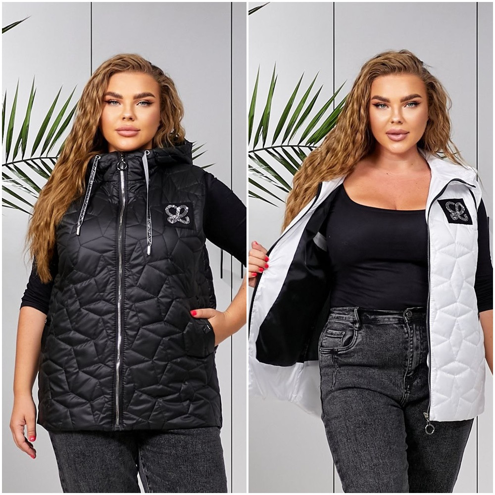 Стильна жилетка з якісної плащівки улеплена синтепоном 100 розміри великі