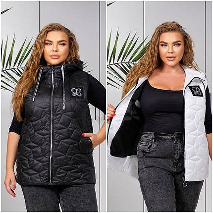 Стильна жилетка з якісної плащівки улеплена синтепоном 100 розміри великі, фото 1