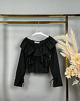 Опт Блуза-топ на дівчинку підлітка р 152-170 чорна