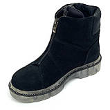 Черевики чорні жіночі замшеві на байці із замком спереду Setex geza11911b розмір 37, фото 8