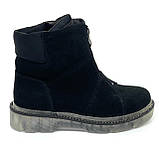 Черевики чорні жіночі замшеві на байці із замком спереду Setex geza11911b розмір 37, фото 4