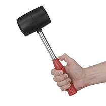 Киянка гумова 900 г, 90 мм, чорна гума, металева ручка INTERTOOL HT-0233 ptor, фото 6