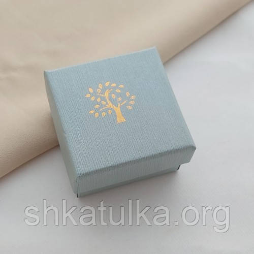 Коробочка для каблучки або сережок квадратна картонна бірюзова