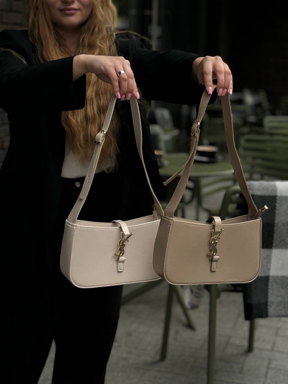 Сумка YSL бежева, кавова, фото 1